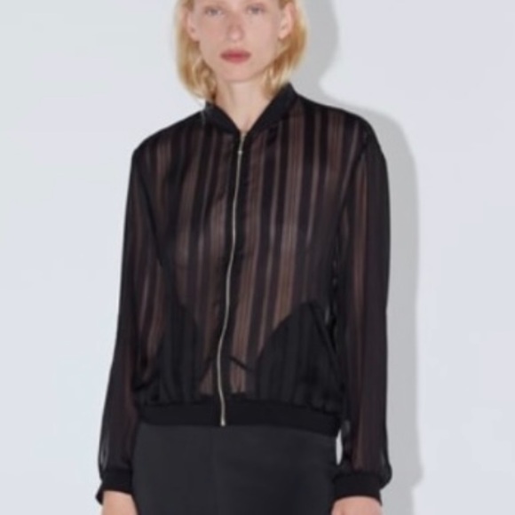 Zara Jackets & Blazers - Zara Black Semi-Sheer Bomber
